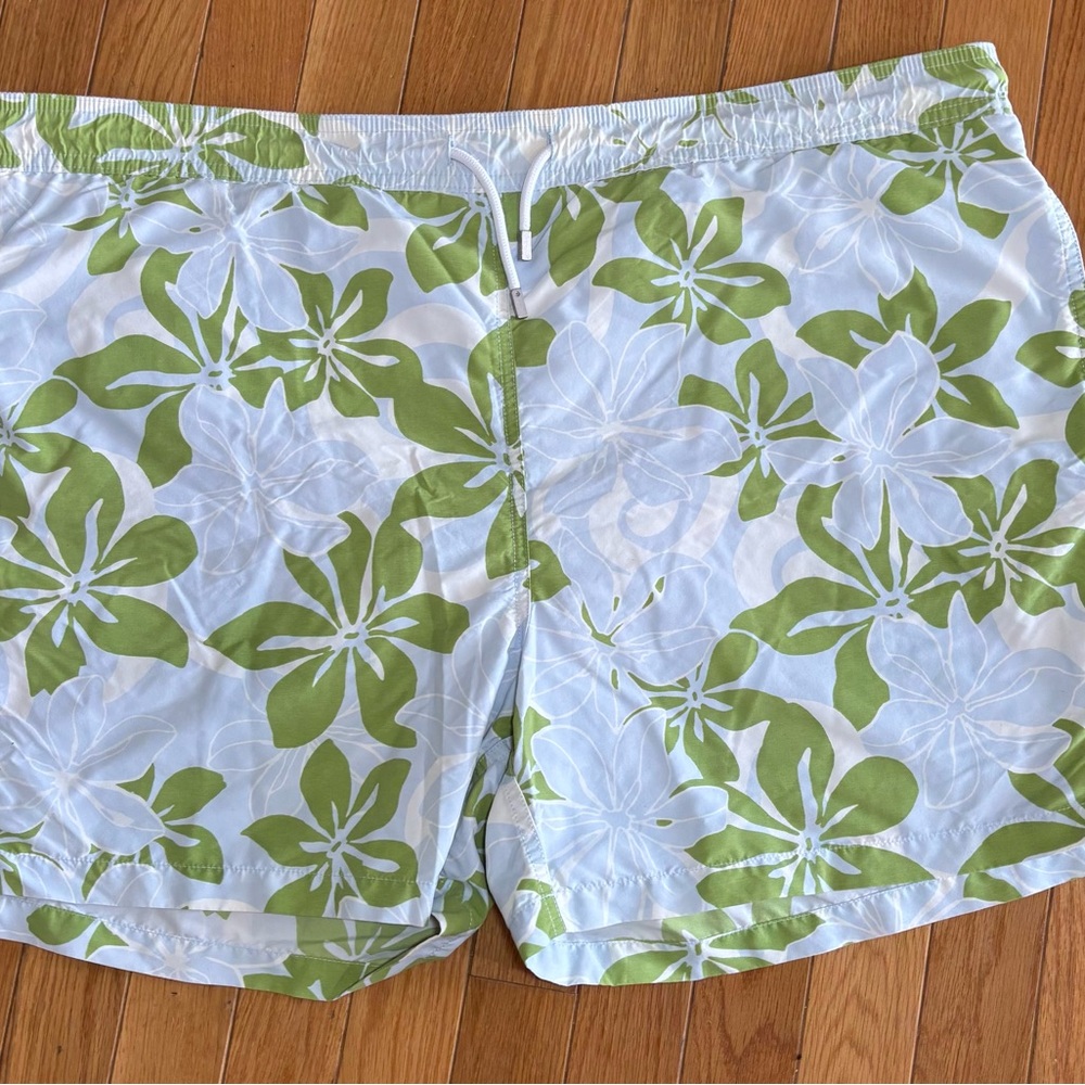 Brooks Brothers Men's Floral Swim Trunks L Green Blue‎ Mesh Lining